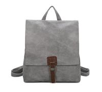 OBC Damen Rucksack Tasche Crossbody Handtasche Messenger Schultertasche Umhängetasche Shopper Vintage Kuriertasche Überschlagtasche Leder Optik Grau 32x33x10 cm