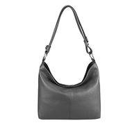 OBC Italy Echt Leder Damen Tasche Shopper Hobo-Bags Schultertasche Umhängetasche Handtasche Henkeltasche Ledertasche Damentasche (Dunkelgrau)