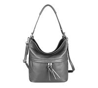 OBC Made in Italy Damen Echtleder Tasche Handtasche Cross Body Umhängetasche Ledertasche Schultertasche Beuteltasche Umhängetasche Cross-Over (Grau 30x27x14 cm)