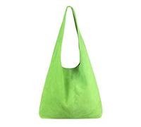 OBC Made IN Italy Damen Leder Tasche Handtasche Wildleder Shopper Schultertasche Hobo-Bag Henkeltasche Beuteltasche Velourleder (Apfelgrün (Wildleder))
