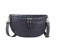 OBC Made in Italy Damen Leder Tasche Medium Handytasche Gürteltasche Crossbody Hüfttasche Bauchtasche Umhängetasche Cross-Over Bodybag Schultertasche Kosmetiktasche Dunkelblau