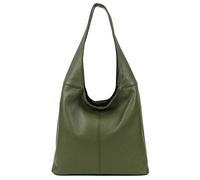 OBC Made in Italy Damen Leder Tasche Shopper Schultertasche Umhängetasche Handtasche Beuteltasche Hobo Bag Ledertasche Nappaleder (Olivgrün)