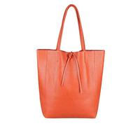 OBC Made in Italy Damen Tasche Echtes Leder Din-A4 Shopper Tote Bag Henkeltasche Handtasche Umhängetasche Schultertasche (Korall.)