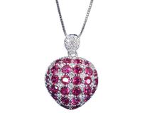 OBCPD 20 * 29mm Rubin Smaragd Saphir Herzförmige Anhänger Halskette für Frauen Edelsteinschmuck Weibliches Geschenk