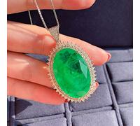 OBCPD 20 * 30mm Paraiba Turmalin Smaragd Rosa Quarz Große Edelstein Anhänger Halskette Schmuck Accessoires für Frauen