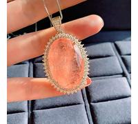 OBCPD 20 * 30mm Paraiba Turmalin Smaragd Rosa Quarz Große Edelstein Anhänger Halskette Schmuck Accessoires für Frauen