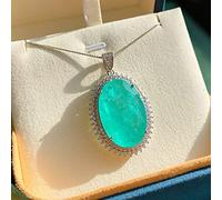 OBCPD 20 * 30mm Paraiba Turmalin Smaragd Rosa Quarz Große Edelstein Anhänger Halskette Schmuck Accessoires für Frauen