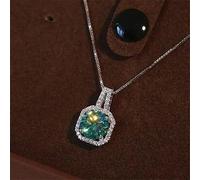 OBCPD 2ct Grün Moissanite Anhänger 925 Sterling Silber Charm Hochzeit Anhänger Halskette Für Frauen Choker Schmuck Geschenk