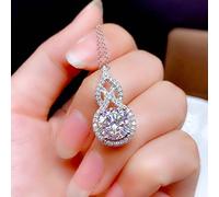 OBCPD 3 Karat Moissanit Diamant Anhänger 925 Sterling Silber Hochzeit Anhänger Halskette für Frauen Schmuck