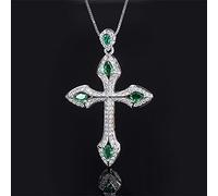 OBCPD 5 * 7mm Smaragd-Rubin-Saphir-Kreuz-Anhänger-Halsketten für Frauen Edelsteinschmuck Dame Geschenke