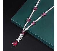 OBCPD 9 * 14MM Rubin-Edelstein-Anhänger-Halskette für Frauen High Diamond Schmuck Geburtstagsgeschenk