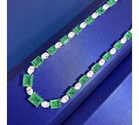 OBCPD 925 echtes Silber 6 * 8mm Smaragd-Edelstein-Anhänger-Halskette für Frauen Schmuck Geschenke Zubehör