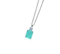 OBCPD 925 echtes Silber 8 * 10mm Turmalin Edelstein Anhänger Halskette für Frauen Hochzeit Verlobung Schmuck Geschenk