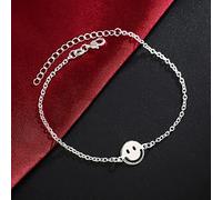 OBCPD 925 Sterling Silber Armbänder für Frauen Niedliche Smiley-Kette Hochzeit Schmuck