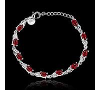 OBCPD 925 Sterling Silber Frauen Armbänder Strand natürliche Granat Kristallperlen Armband Schmuck Geschenk