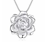 OBCPD 925 Sterling Silber Lotus Halsketten &; Anhänger Für Frauen Elegante Blume Kurze Halskette Sterlingsilber Schmuck Bijou