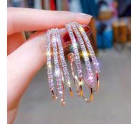 OBCPD 925 Sterling Silber Nadel Creolen für Frauen Bergkristall Strass Rose Schmuck große runde Ohrringe