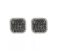 OBCPD 925 Sterling Silber Quadratisch Schwarz Micro Pave Zirkonia Strass Ohrstecker für Frauen Weiblichen Stil
