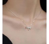 OBCPD 925 Sterlingsilber Glänzende Libelle Zirkon Halskette Form Schlüsselbeinkette Damen Leichter Schmuck