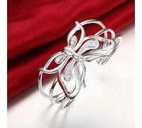 OBCPD Big Butterfly Kristall breit 925 Sterling Silber Armreifen für Frauen Hochzeit Schmuck Geschenke