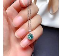 OBCPD Blau Grün Moissanite Anhänger 1CT 6,5MM VVS mit Verlobungskette Echtes 925er Sterlingsilber