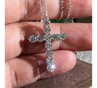 OBCPD Diamant Kreuz Anhänger Echte 925 Sterling Silber Hochzeit Anhänger Halskette Für Frauen Männer Moissanite Schmuck