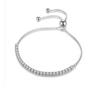 OBCPD Moissanite Armband plattiert Sterlingsilber rund geschliffen Diamant verstellbare Kette für Frauen