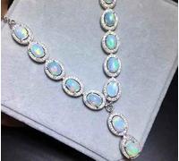 OBCPD natürliche Opal Halskette echt 925 Sterling Silber Frauen Halskette Anhänger Feuerfarbe Edelstein Schmuck