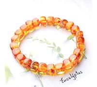 OBCPD Natürliche Piebald Gelb Bernstein Würfel Perlen Armband 8mm Würfel Bernstein Frauen Männer Heilung Stretch