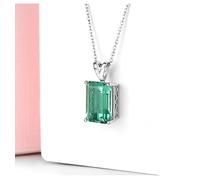 OBCPD Natürliches grünes Fluorit massives Silber S925 Anhänger 8,8 Karat Edelstein Rechteck Geschenke