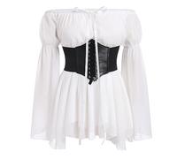 OBEEII Damen Kleid-Overall Boho Schulterfreier Strampler mit Blumendruck, Fester Rückenausschnitt, Rüschensaum, Chiffon-Overall Weiß C M