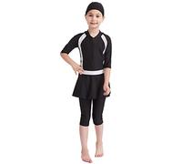 OBEEII Mädchen Kinder Muslimische Bademode Islamische Schwimmanzug Badeanzug Burkini Muslim Swimwear UV-Schutz Bademode Schwarz01 C 7-8 Jahre