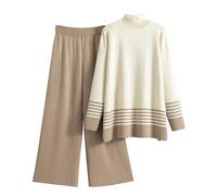 Obelunrp Womens Lounge -Sets, 2pcs/Set Langarm -Strickpullover mit weitem Beinhose, Pullover Loungewear für Frauen (eine Größe)