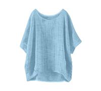 Oberteil Leinen Damen Kurzarm Tops Tshirt Sommer Whisky Shirt Locker Sportshirt T Rundhals Junggesellenabschied Tshirts Longshirt Fuer Weit Geschnitten Swiss Polka Dot Chiffon-Hemd