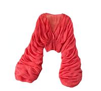 Oberteil mit Glockenärmeln für Damen, Elegante Oberteile für Abendgarderobe, Spitzenblusen für Damen, Rot/Ausflug, einfarbig (Getaway Solids), Einheitsgröße