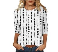 Oberteile Damen 3/4 Ärmel Bluse Lässig Blumendruck Tunika 2023 Shirt Sommer Tshirt Pullover mit O-Ausschnitt Tee Tops Longbluse Blusen & Tuniken für Damen Locker T-Shirt Beachwear für Frauen