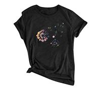 Oberteile Damen Elegant Bluse Damen Elegant Kurzarm T Shirt Bh Mit BüGel Sommer Pusteblume Drucken Rundhals Roll Up ÄRmel Oberteil LäSsig Rundhalsausschnitt Kurzarm Bluse Langarmshirt Damen Schwarz