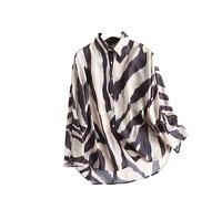 Oberteile Damen,Elegante Damen-Blusenbluse Mit Ginkgo-Zebra-Druck Lange Ärmel Baggy-Hemden Tunika Button-Down-Hemden Tops Sexy Party-Oberteile Lässige Büro- Und Business-Bluse Für Mädchen Und Damen