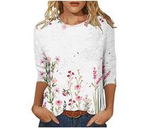 Oberteile Damen Mode Leopard Bluse mit Aufdruck Dreiviertelärmel Tshirt Tunika 2023 Shirt Sommer Rundhals Pullover Party Tee Tops Longbluse Festliche T-Shirt Locker Blusentops Longtops für Geschenk