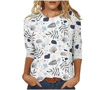 Oberteile Damen Mode Leopard Bluse mit Aufdruck Dreiviertelärmel Tshirt Tunika 2023 Shirt Sommer Rundhals Pullover Party Tee Tops Longbluse Festliche T-Shirt Locker Blusentops Longtops für Geschenk