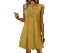Oberteile Damen Sommer Ärmellose Damenkleid Mit Glockenärmeln Dreilagig V-Ausschnitt Locker Geschnitten Print Top Große Größen Bluse Ärmellos Tops Weiss Träger Tshirt Tank Shirt Oversize Gold S