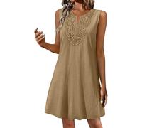 Oberteile Damen Sommer Ärmellose Damenkleid Mit Glockenärmeln Dreilagig V-Ausschnitt Locker Geschnitten Print Top Große Größen Bluse Ärmellos Tops Weiss Träger Tshirt Tank Shirt Oversize Khaki 3XL