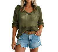 Oberteile Damen Sommer Ärmellose Häkeltop Für Mit V-Ausschnitt Langen Ärmeln Sommerlich Sexy Perfekt Kreuzfahrten Tank Top Große Größen Tops Elegant Locker Shirt Ärmellos Armlose T-Shirt