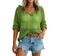 Oberteile Damen Sommer Ärmellose Häkeltop Für Mit V-Ausschnitt Langen Ärmeln Sommerlich Sexy Perfekt Kreuzfahrten Tank Top Große Größen Tops Elegant Locker Shirt Ärmellos Armlose T-Shirt Grün L