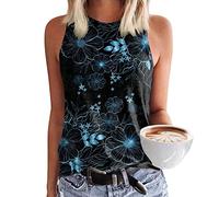 Oberteile Damen Sommer Ärmelloses Blusentop Oberteile Schwarze Rundhals Boho Top Luftig Sport Tanktops Frauen Damentop Ausgefallene Teenager Mädchen Bunt Gym Tshirt Tank Top Trägershirt