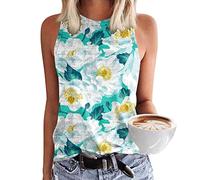 Oberteile Damen Sommer Ärmelloses Blusentop Oberteile Schwarze Rundhals Boho Top Luftig Sport Tanktops Frauen Damentop Ausgefallene Teenager Mädchen Bunt Gym Tshirt Tank Top Trägershirt
