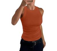 Oberteile Damen Sommer super Push up BH weißes top Einfarbig Rundhals Basic Tank Tops sexy Ärmellos(Ingwer, S)