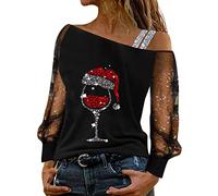 Oberteile Damen T-Shirt Damen Langarm Sweatshirt Sexy Schulterfrei Shirt Bluse Glitzer Spitze Langarmshirt Frühling Sommer Oberteile Tunika Tops Elegant Hemdbluse Streetwear