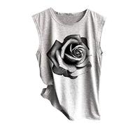 Oberteile Damen Tank top Damen Sport Sport Tanktop Shirt Damen Tank Top Frauen ärmelloses Print Shirt Casual Loose Soft Bequemes Top (S,2grau)