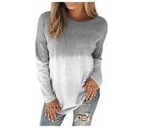 Oberteile für Frauen Elegant, Frauen Plus Size Tie-Dye Gedruckt Gradient Pullover Langarm Sweatshirt Top Casual Bluse für Frauen (Grau 5XL)